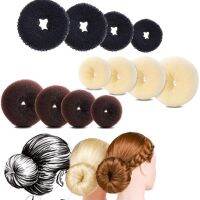 5Sizes Fashion Round Donut Shaper Hair Ring Solid Color Soft Updo Scrunchie Women Girl Elastic Ponytail Hairloop Hair Accessorie