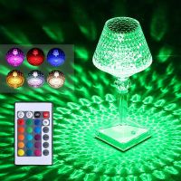 Touch Crystal Table Lamp LED Diamond Bar Lamp Creative Wine Glass Night Light 16 Colors Changing Atmosphere Light Romantic Decor