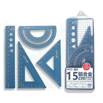 【CW】 4PCS/Set UV Aluminum Alloy Ruler TriangleRuler straightedge Protractor A variety of rulers