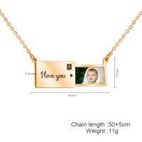 ☬  Custom Pull-out Photo Pendant Necklace with Name Engravable Jewelry Colar Eu Te