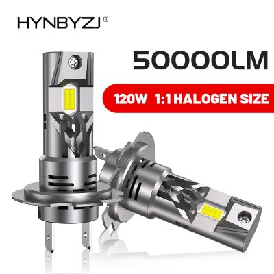 HYNBYZJ H7 LED Headlight Bulbs 120W 50000LM Mini Size 6500K White Car Lamps 500% Super Bright Plug and Play Led Lights for Car Bulbs  LEDs  HIDs