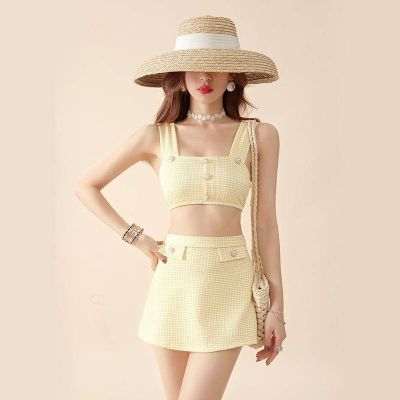Swimsuit Female Korean ins y Split Skirt High Waist Bikini Cover Belly and Thin Conservative Fashion Swimsuit