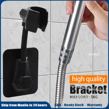 Adhesive Shower Head Holder Wall Mount Handheld Shower Head Bracket Bidet  Shattaf Spray with Hanging Hook Adjustable Handheld Shower Head Wall Mount