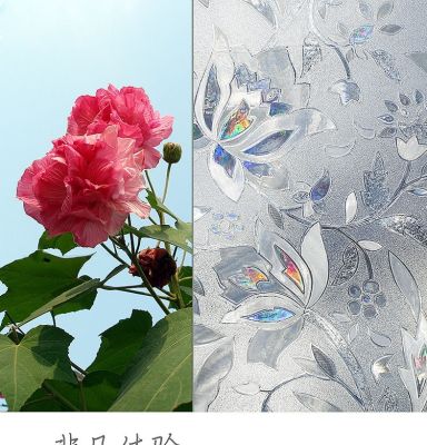 [COD] Foreign trade best-selling refraction colorful tulip electrostatic glass stickers glue-free window film removable grilles