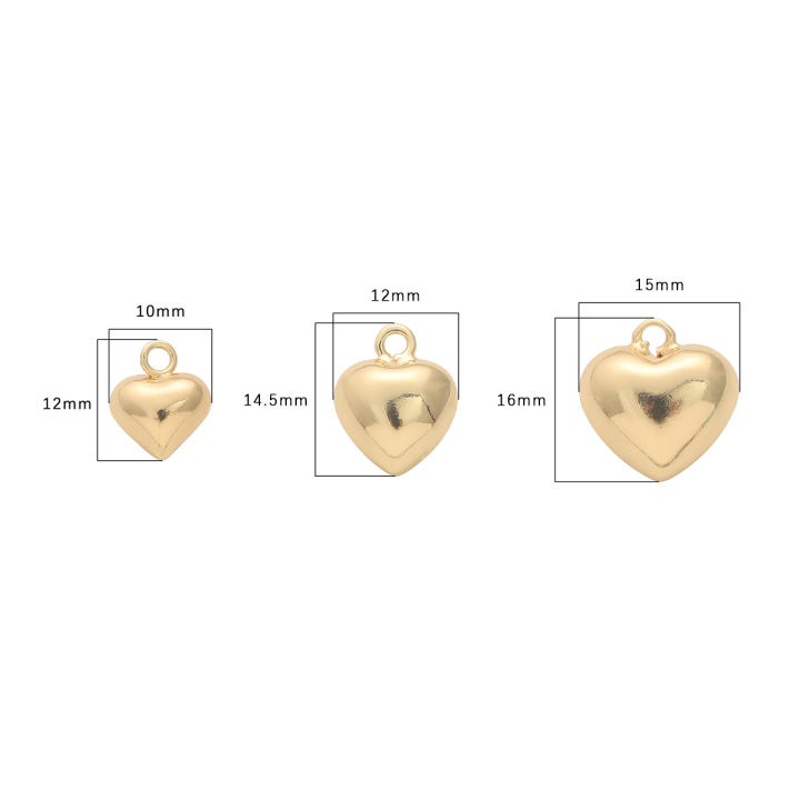 จี้ห้อยคอน่ารักสร้อยคอรูปหัวใจทองเหลืองชุบทอง14k-สำหรับทำเครื่องประดับแฟชั่นเครื่องประดับ-diy
