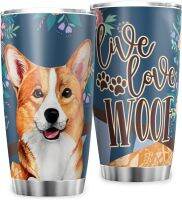 ถ้วยกาแฟ Corgi สุนัขกระดูกสีชมพูสแตนเลสแก้วถ้วยสูญญากาศผนังสองฉนวนแก้วที่มีฝาปิดสำหรับสาวเด็ก20ออนซ์