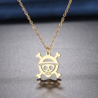 Stainless Steel Necklaces Skeleton Pirate Pendants Chain Choker Jewellery Fashion Necklace For Women Jewelry One Piece Gifts