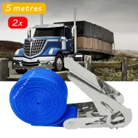 2pcs ยาว 5m Tie-Down Belt สายรัดสินค้าสำหรับรถยนต์รถจักรยานยนต์ Strong Tensioners เชือกเข็มขัดสแตนเลสวงล้อสำหรับรถบรรทุก-Huidkeir