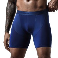 ；【‘；- L-5XL  Mens Boxers Underwear Modal Panties Man Ice Silk Breathable Pouch Long Leg Underpants Male Boxershorts Plus Size