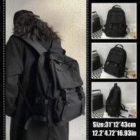 Cool Workwear Solid Color Large Capacity Schoolbag Student Casual Women Backpack College Mens Version Korean Simple Backpack Z1A1