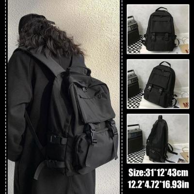 Cool Workwear Solid Color Large Capacity Schoolbag Backpack Mens Simple Student Women Korean Version Casual Backpack College F6V9