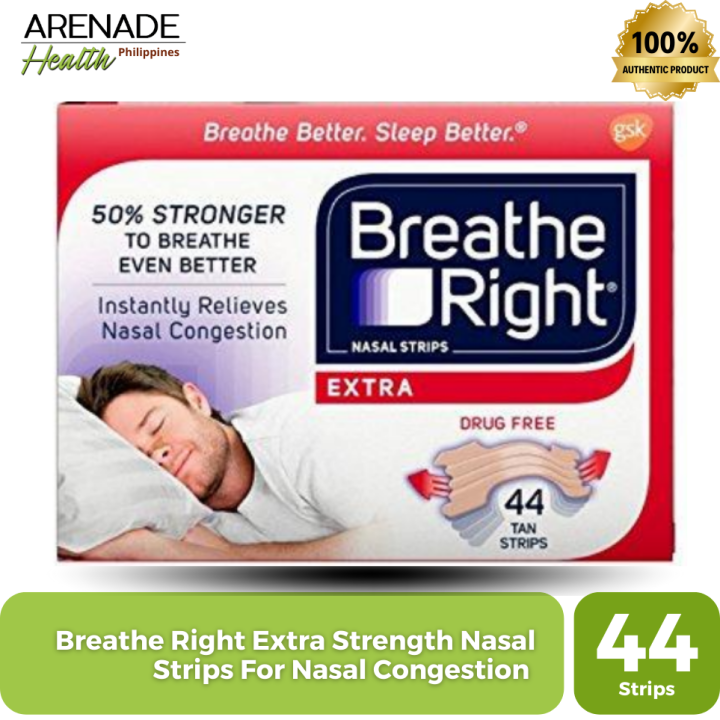 Breathe Right Extra Strength Nasal Strips For Nasal Congestion (44 Tan