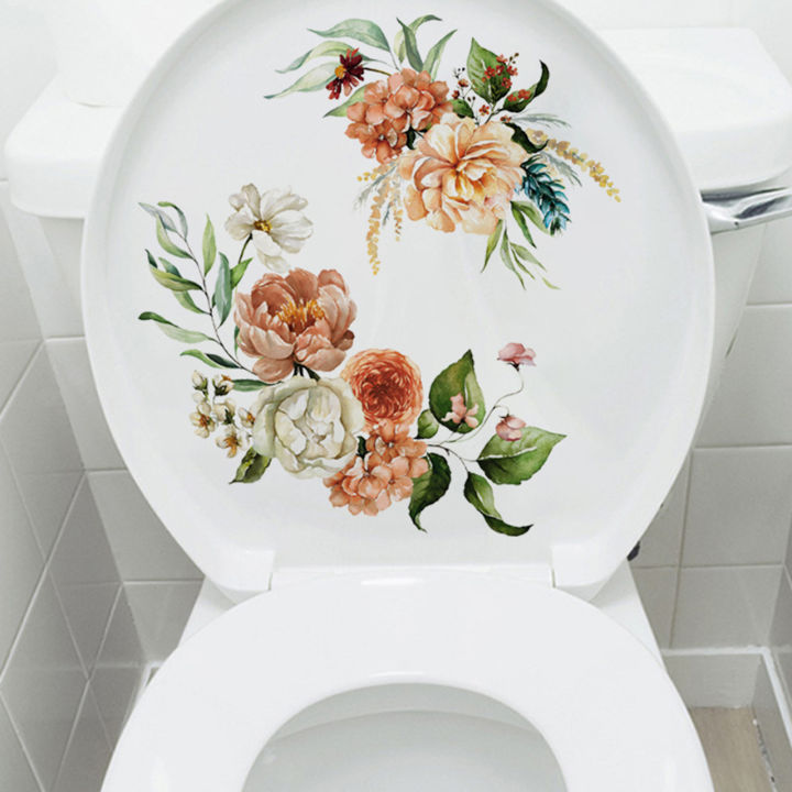 สติ๊กเกอร์ห้องน้ำสติกเกอร์ลายดอกไม้ติดทนนานกันน้ำติดทนนานสำหรับตกแต่งห้องน้ำที่บ้าน