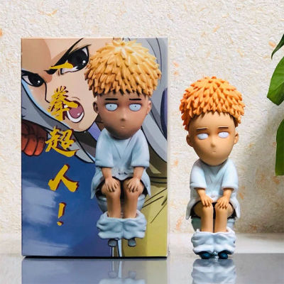 15CM PVC One Punch Man Saitama Sensei GK Sitting On The Toilet Cute Anime Figure Collectible Model Toys Figurine Manga