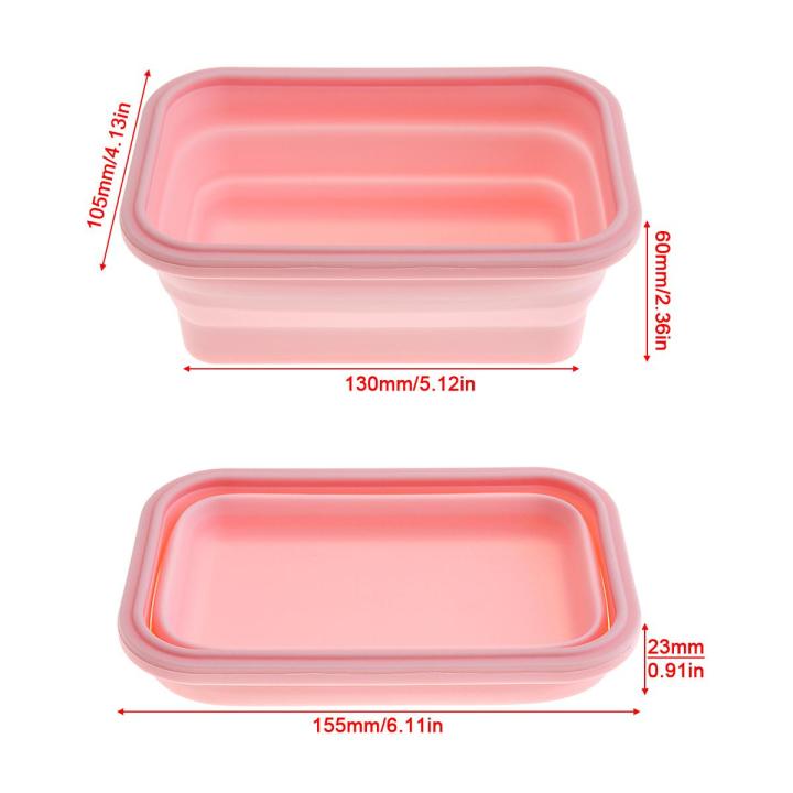 500ml-6นิ้วแบบพกพาสี่เหลี่ยมผืนผ้าซิลิโคน-scalable-พับกล่องอาหารกลางวัน-bento-กล่องสำหรับ-40องศาเซนติเกรด-230องศาเซนติเกรด