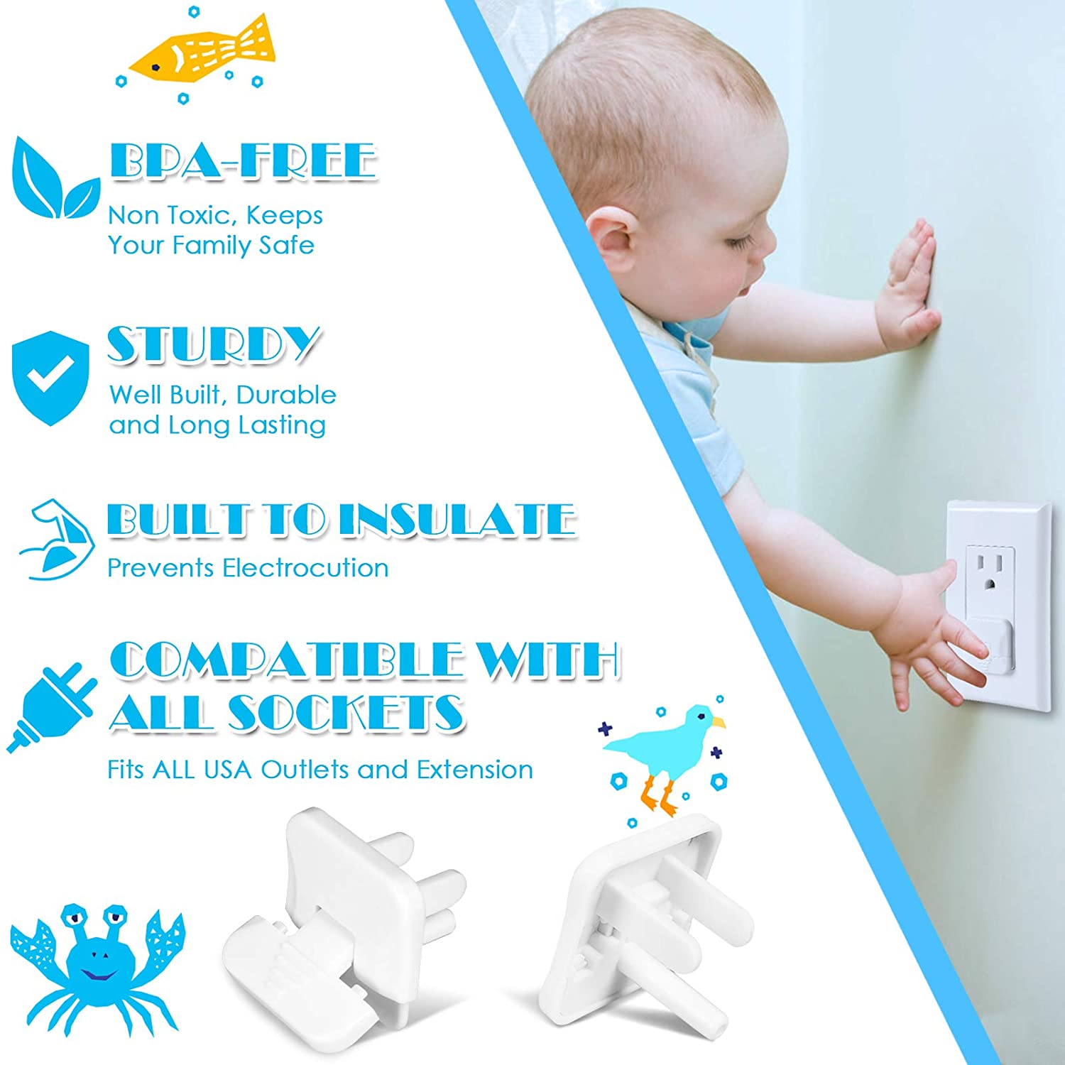 Outlet Covers Babepai 38-Pack Clear Child Proof Electrical Protector Safety Improved Baby Safety Plug Covers 