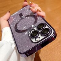 Luxury Electroplate Magsafe Wireless Charge Phone Case For iPhone 14 13 12 11 Pro Max Plus Soft Bumper Glitter Cover