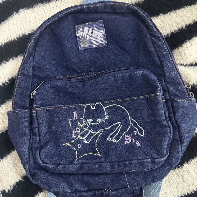 Y2K Korean Aesthetic Cartoon Denim Kawaii Book Bag Backpack Student Bags Schoolbag Kids Travel Girls Ladies Backpacks For Women