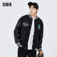 Semir แจ็คเก็ตผู้ชาย2022ฤดูหนาวใหม่แจ็คเก็ตหลวมย้อนยุคอเมริกันวิทยาเขตสไตล์ตัวอักษรสีตีเบสบอลแนวโน้มปก