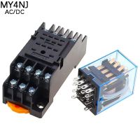 รีเลย์5a ไฟฟ้าไมโครมินิ1ชิ้น My4nj 14pin 4Dpdt พร้อมหลอดไฟอะแดปเตอร์ Pyf14a DC/AC 12V 24V 36V 48V 110V 220V