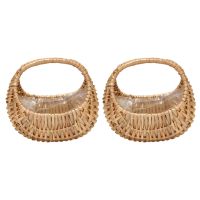 2 Pcs Hand-Held Flower Arrangement Basket Hand-Woven Creative Flower Pot Storage Basket Flower Girl Basket Home Decor