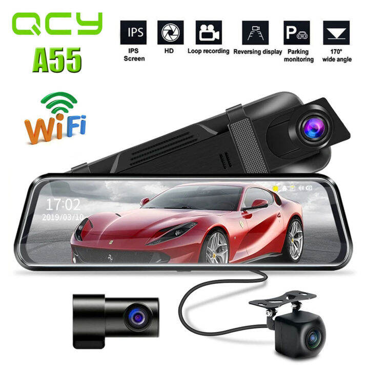 QCY A55 9.66 inch 4K+1080P+720P 3 Way Camera WiFi Streaming Mediam Dash ...