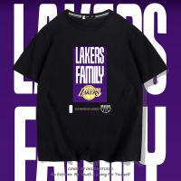 เสื้อยืดแขนสั้น ผ้าฝ้ายแท้ พิมพ์ลาย Lakers Commemorative Edition ทรงหลวม เหมาะกับฤดูร้อน สําหรับผู้ชาย 230 กรัม  3PJJ