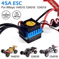 Wltoys วงจร ESC ไร้ถ่าน45A 144010 124019ของแท้สำหรับรถ RC 1/2,12ชิ้นส่วน Wltoys124016กันน้ำ2-3S Lipo พร้อมพัดลมระบายความร้อน