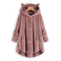 2019 Women Teddy Fleece Sweater Oversized 5XL Korean Cat Hooded Cardigan Winter Autumn Warm Fluffy Coat Sherpa Sweaters