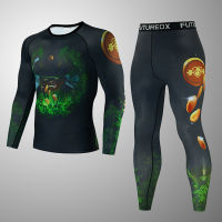 Compression MMA T shirt Tights Pants 3D Print Rashguard Mens Boxing Sets Sport Running Gym Fitness Training Suits MMA Fightwear