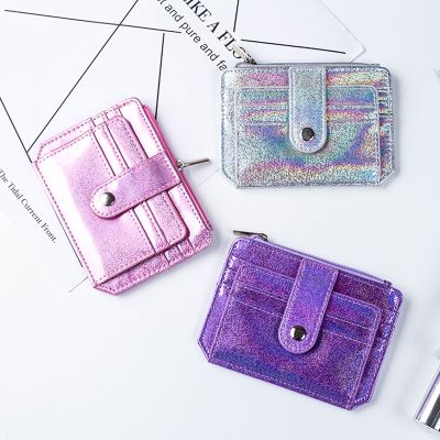 Glitter Transparent Purse Fashion ID Card Holder Wallets Photo Folder Mini Laser Purse Women Clutch Wallet Slim Fashion