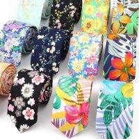 ไทลายดอกใหม่สำหรับผู้ชายผู้หญิง6ซม. 100ผ้าฝ้ายลำลองดอกไม้เนคไทผอมสำหรับงานแต่งงานปาร์ตี้คลาสสิกสูทผูกสวมใส่ทุกวัน