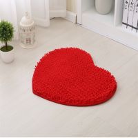 【YF】❒∈  1pcs home decor fluffy 48x58cm love heart shape non-slip bath mats bathroom carpet set 7 colors shower mat toilet rugs