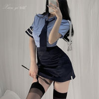 Fairy Girl Sexy Lingerie Hot Passion Clothes Stewardess Uniform Seduction Sexy Skinny Sheath Policewoman Suit 493