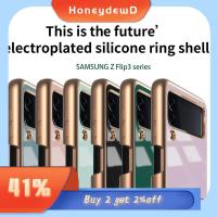 HONEYDEWD แฟชั่น สำหรับ Samsung Z Flip 3 TPU ฝาครอบโทรศัพท์ เคสพับด้าน ป้องกันการตก สีลูกกวาด