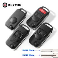 KEYYOU ซองใส่กุญแจรถรีโมทพลิกพับได้สำหรับ Mercedes Benz W168 W124 W202 W203 A C E ML C CL S SL SEL SLK E113 Fob HU39 HU64