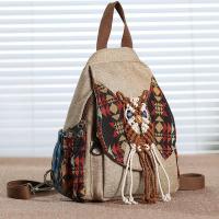 Ethnic Style New Womens Bag Backpack Canvas Tassel Backpack Chest Bag Artistic Dual-Purpose Bag Backpack Travel Backpack