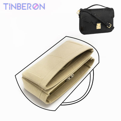TINBERON Fit สำหรับ Messenger กระเป๋าด้านในกระเป๋าเก็บเครื่องสำอางแบบพกพาใส่กระเป๋าเดินทางขนาดใหญ่ความจุ Felt Make Up Bag Liner