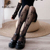 ผู้หญิงสีดำ Fishnet ถุงน่องโบว์ดาว Jacquard Fishnet ถุงน่องกลวงออกตาข่ายสีดำถุงน่องร่างกายหญิง