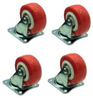 ลูกล้อโพลียูรีเทน แบบแป้นหมุน 2นิ้ว Polyurethane Caster  แป้นหมุน (4ล้อ) รอบตัว หมุนได้ 360 องศาประยุกต์ใช้งานได้หลายแบบ