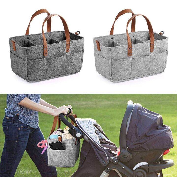 baby-diaper-caddy-organizer-holder-shower-basket-nursery-storage-bin-car-storage-basket-wipes-toys-tote-bag-light-grey