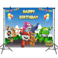 [ในสต็อก] Super Wings 125*80ซม. 3D การ์ตูนพื้นหลังผ้า Tapestries &amp; Hangings เด็กวันเกิด Party ตกแต่งแบนเนอร์ถ่ายภาพพื้นหลังผ้า