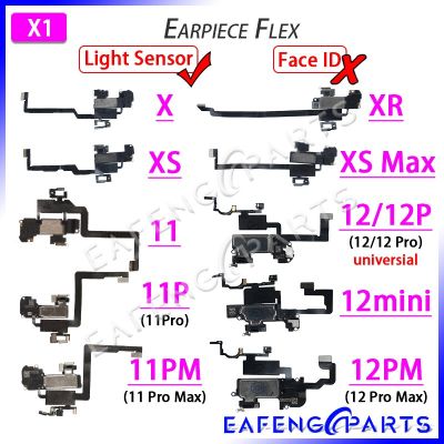 ลําโพงเสียงหูสําหรับ iPhone X XR XS 11 12mini 12 Pro Max หูฟัง Flex Cable Ribbon พร้อมเซ็นเซอร์วัดแสงโดยรอบ