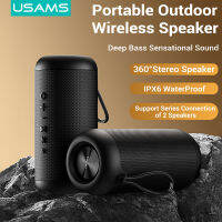 USAMS ลำโพงไร้สายแบบพกพา Bluetooth5.0 360 ° 3D,ลำโพงเสียงสเตอริโอเบสเสียงทุ้มลึกชุดสนับสนุนการเชื่อมต่อเครื่องเล่นเพลง2ลำโพง