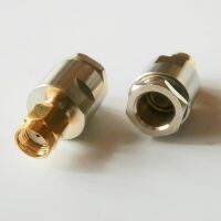 1X Pcs RP-SMA RPSMA RP SMA Male plug Clamp Solder For RG5 RG6 LMR300 RG304 5D-FB Cable Straight Gold Brass RF Adapters