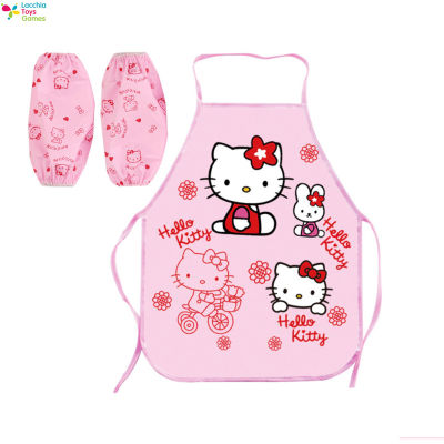 LT【ready stock】Children Kids Apron oversleeves Set 3 6 kids Kitchen Baking Painting Cooking Bib Apron1【cod】