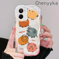 เคส Chenyyka สำหรับ Realme 10เคสลายการ์ตูนน่ารักสวนสัตว์ขอบเป็นคลื่นเคสโทรศัพท์โปร่งใสกันกระแทกสีสันสดใสเนื้อครีมปลอกซิลิโคนใสป้องกันเลนส์กล้องเคสนิ่ม