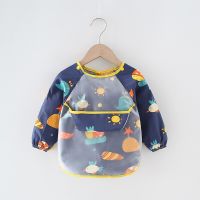 Baby Bandana Bibs Cute Colorful Cartoon Bibs Waterproof Infant Eating Children Drawing Long Sleeve Apron Baby Self Feeding Bib Aprons