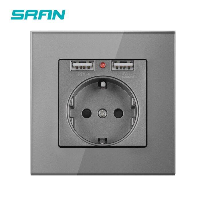 sran-eu-power-socket-socket-with-usb-charging-port-2-1a-16a-crystal-glass-panel-russia-spain-wall-electric-sockets-outlet