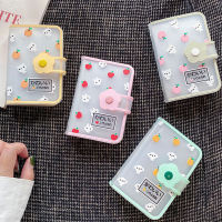 【CW】INS 26 Card Slots Card Holder With Button Friut Animals Case For Cards Cute Photocard Holder Women Name Card Book Card Wallet